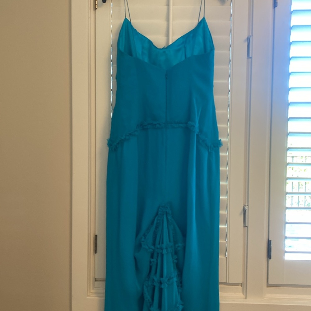 Exquisite turquoise high-end designer silk gown - Picture 14 of 15